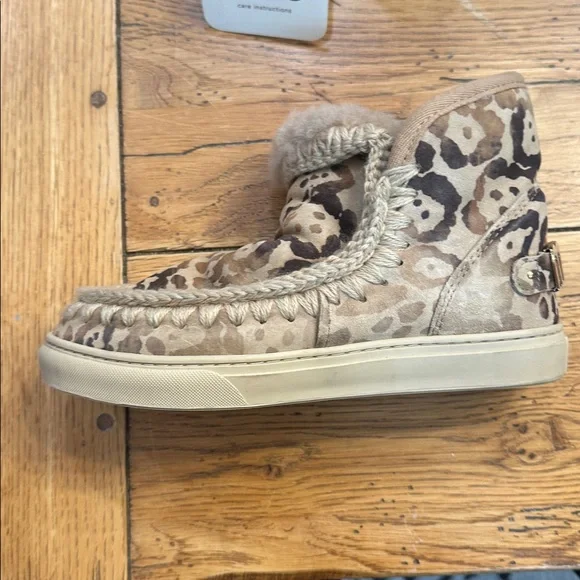 Mou Tan and Brown Patterned Fur Boots - Picture 4 of 6